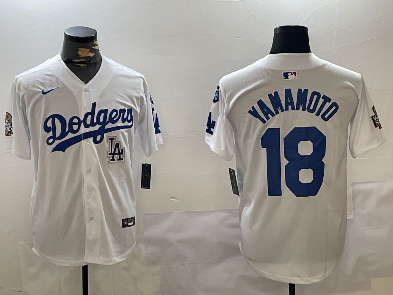 Men Los Angeles Dodgers #18 Yamamoto White Game 2024 Nike MLB Jersey style 11204